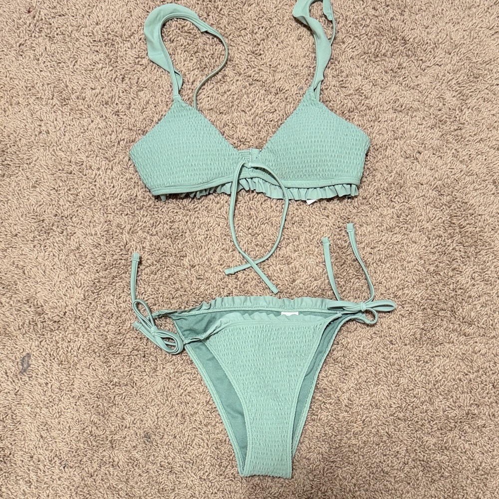 Hollister Light Green Bikini top and bottom